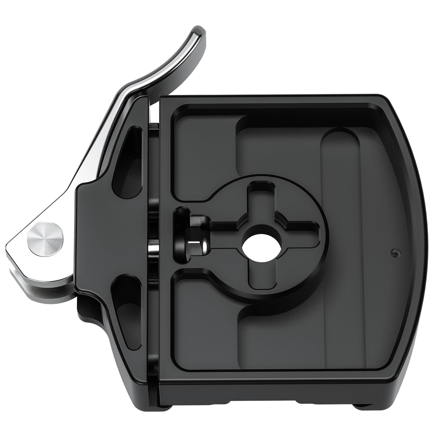 LEOFOTO LR-60 Pince de déverrouillage à levier, 60 mm, trou de vis 3/8", niveau à bulles, plaque QR, compatible Arca (LR-60)