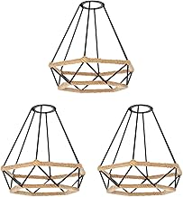 ledscom.de 3 Piece Cage Shade with Hemp Rope, Diamond, Black, 200 mm Diameter