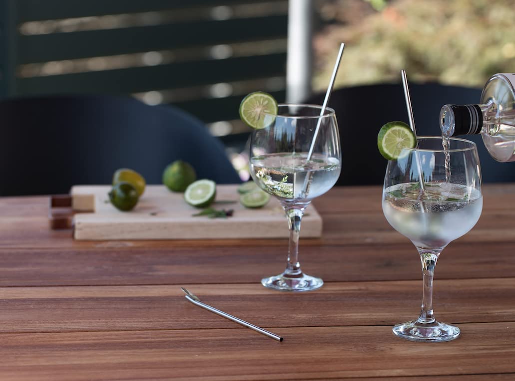 Lebrun Couverts - Coffret Spécial Spritz/Gin & Tonic - 4 Verres cocktails - 4 cuillères paille cocktail - Livre de Recette Inclus