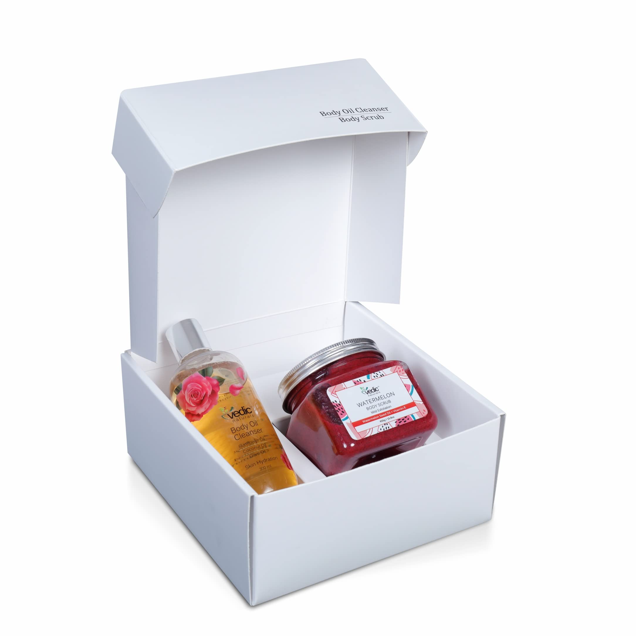 Vedic Naturals Bath Range Gift Box Set Of 2 (Watermelon Body Scrub & Body Oil Cleanser) 100% Organic-image-14
