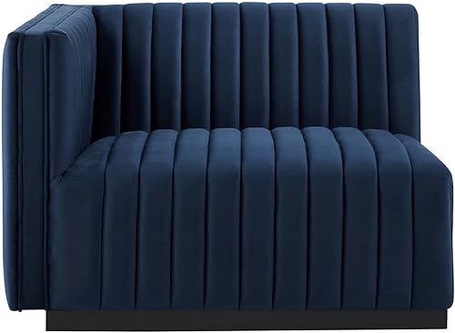 Miniatura 285 de Modway Conjure - Sofá seccional tapizado de terciopelo de alto rendimiento, con canal, silla sin brazos en negro y gris Negro-Gris,Negro