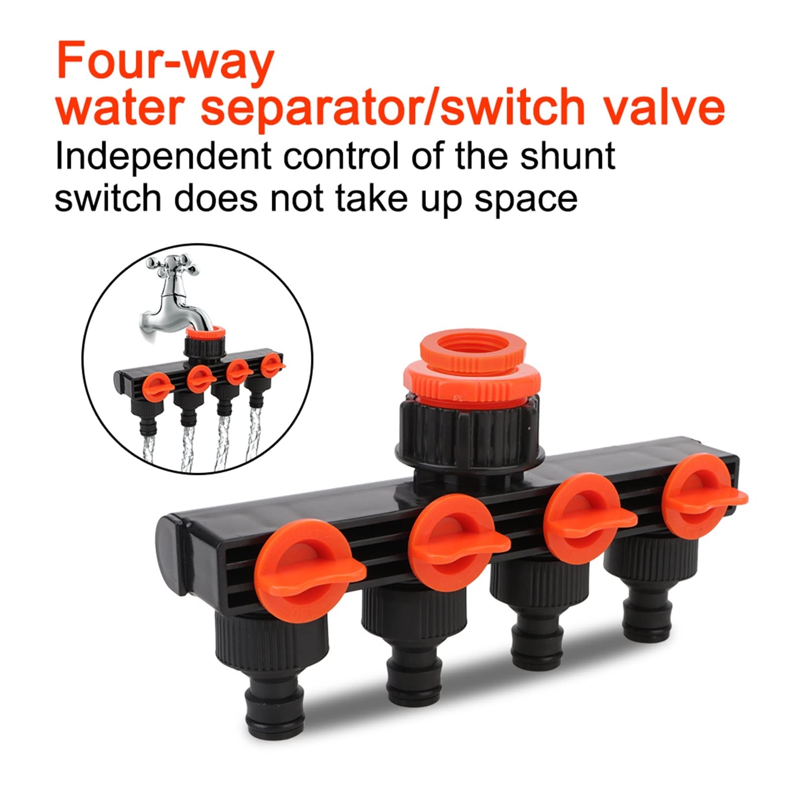Resistir Extremos de Alta presión y Temperatura 3/4"Distribuidor de Conector de riego 4 válvulas Splitters Válvula Divisor de válvula Conectores de tubería de la Manguera for tubería de Agua for Tube