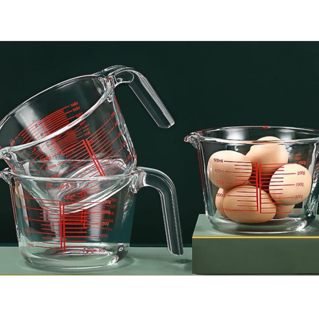 Tasse à mesurer Tasse à mesurer en Verre avec échelle Tasse à Eau Cuisson Échelle Tasse Ménage Tasse à mesurer résistante aux Hautes températures (500 ML)
