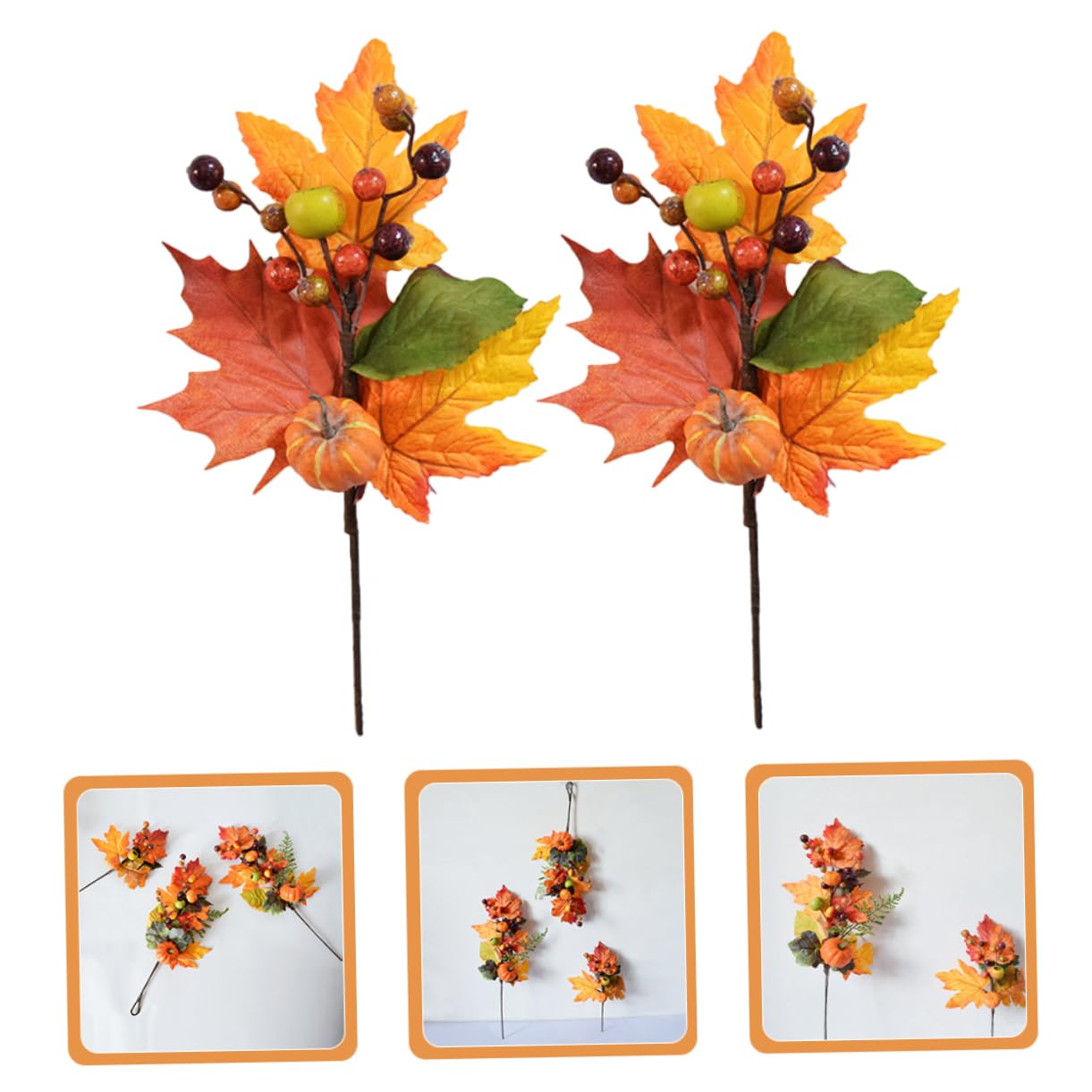 ABOOFAN 6stücke Künstliche Herbstdekoration Mit Ahornblättern Kürbissen Und Beeren Für Thanksgiving Herbstliche Tischdekoration Uv-beständig Für Innen Und Außenbereich