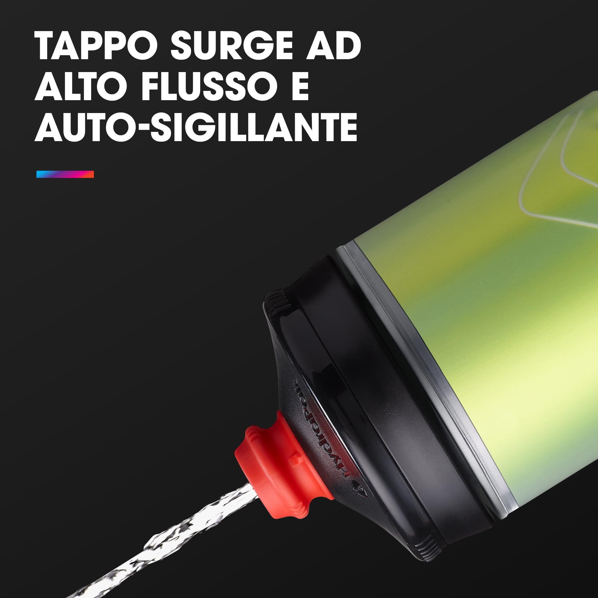 HydraPak Polar Surge Borraccia termica per bici - Borraccia ad alto flusso, per ciclismo e sport (Black, 700 ml)