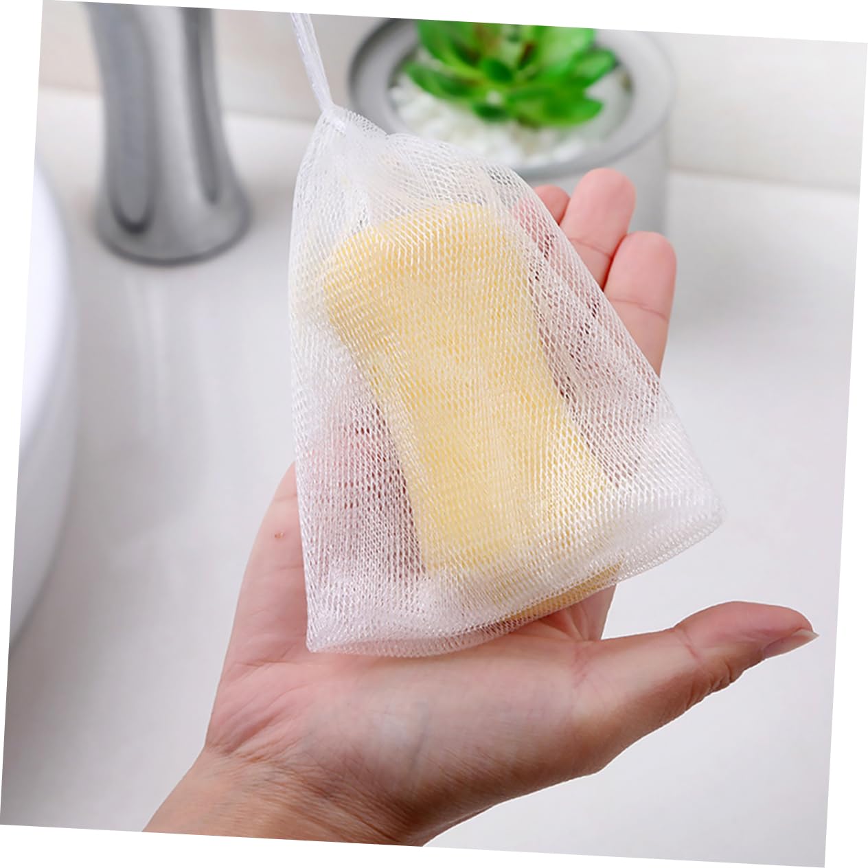 30pcs Drawstring Soap Net Bags PE for Traveling Family Use
