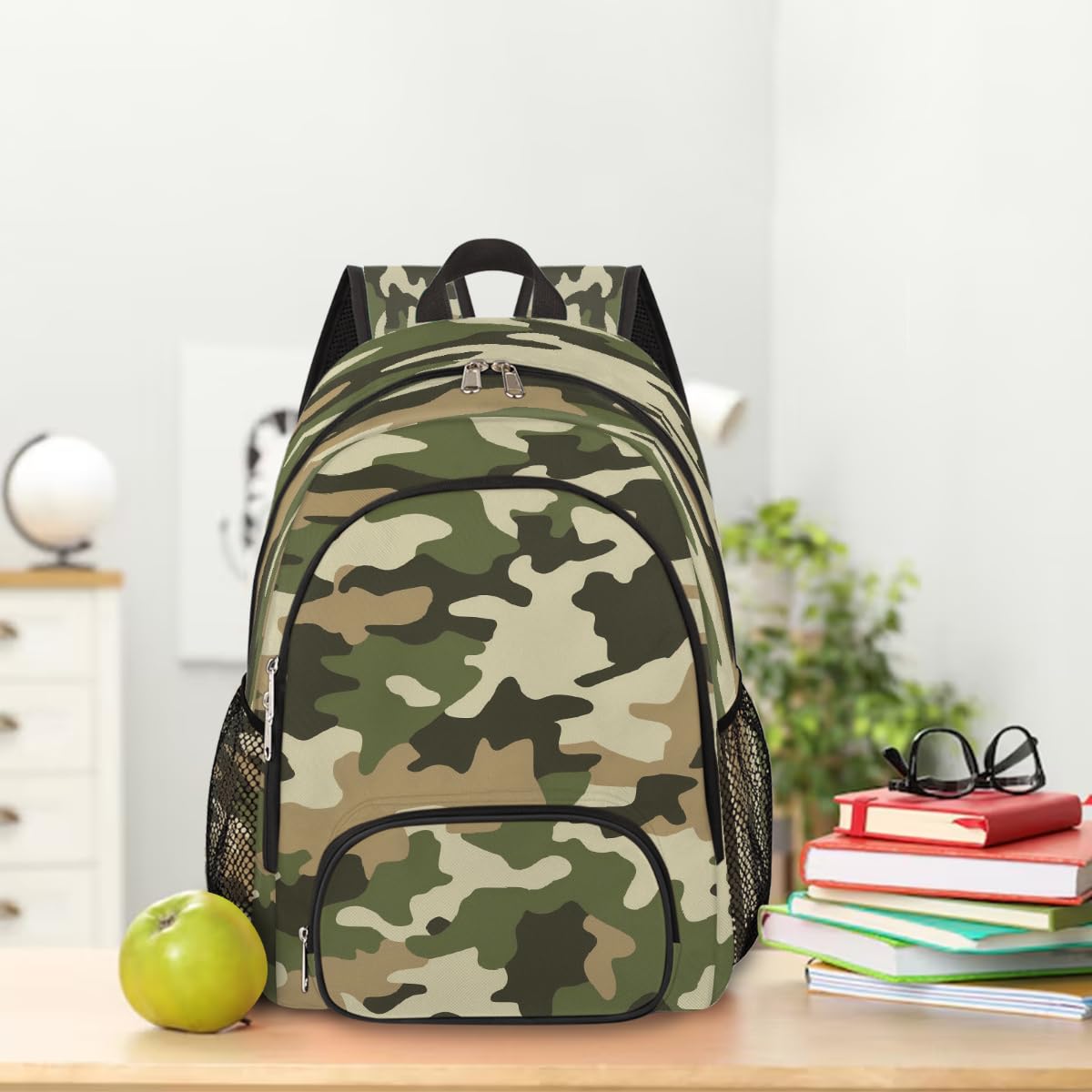 Mexpekil Zaino scolastico per ragazzi e ragazze, motivo mimetico mimetico, zaino per la scuola elementare, leggero, zaino per computer portatile, zaino casual per bambini e ragazzi