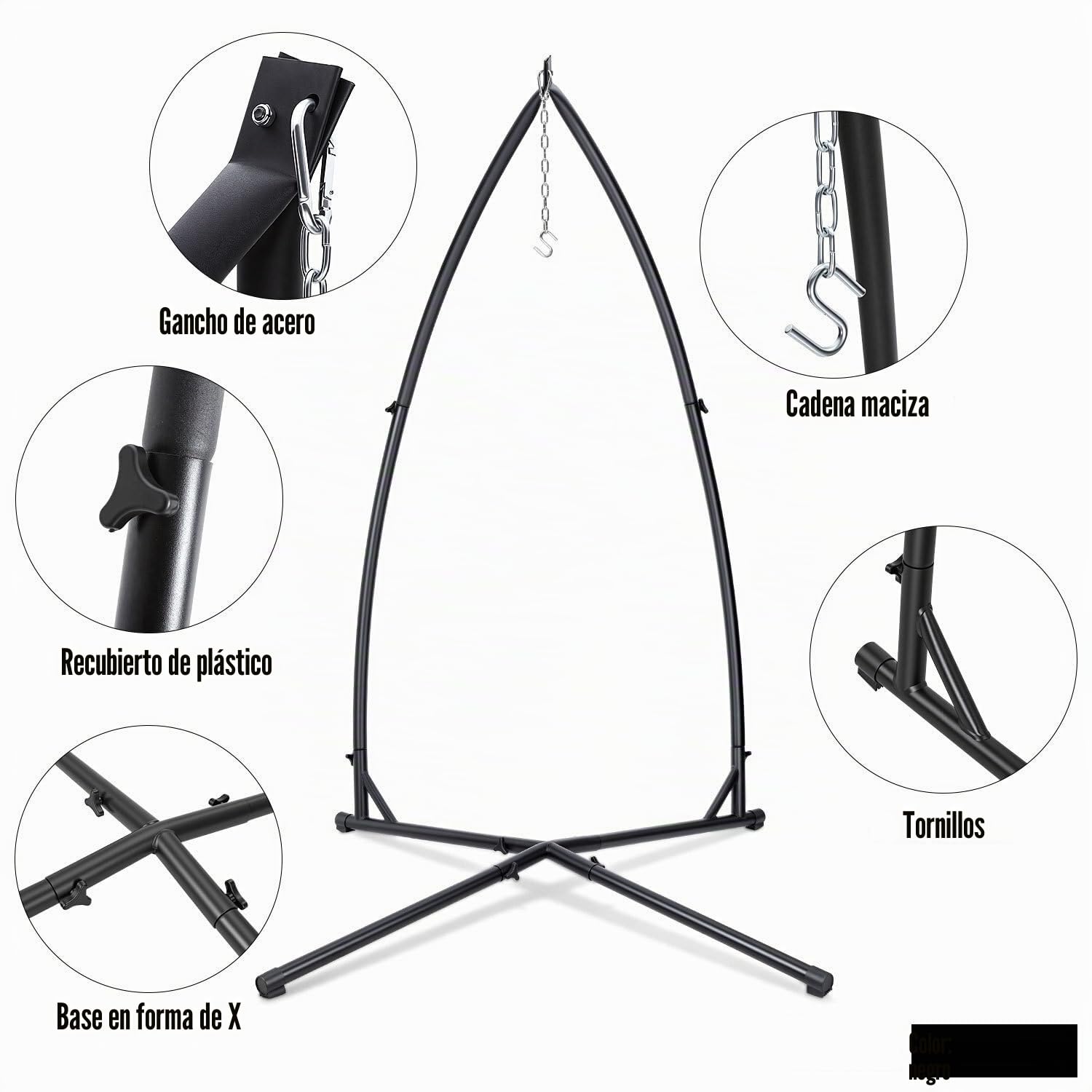 estructura de silla colgante 150 kg, soporte estable de metal para hamaca