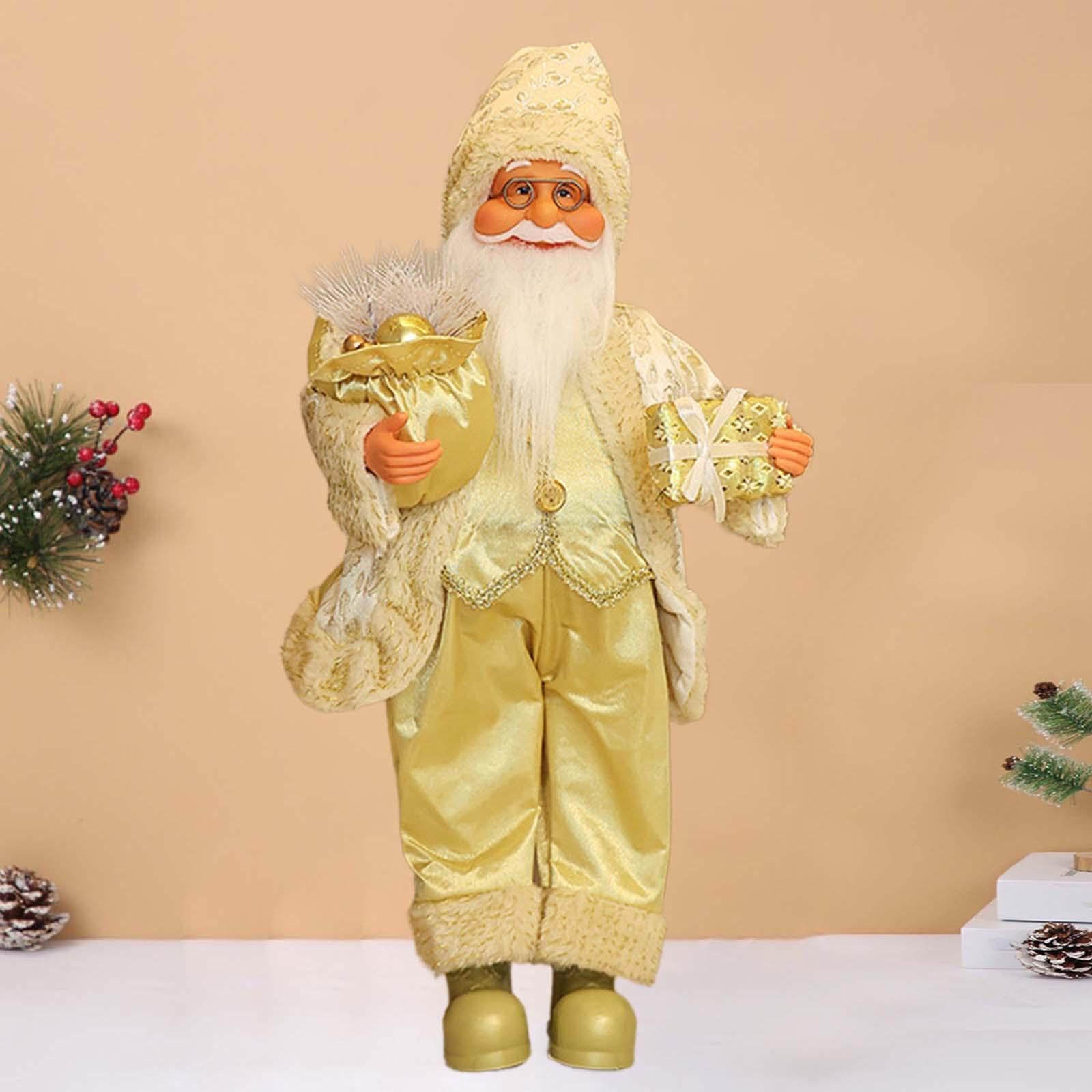 Figura de Papá Noel, Muñeco de Papá Noel, Decoración Navideña de Pie para La Fiesta de Navidad, Figura de Papá Noel para El Dormitorio, Amarillo, Individual