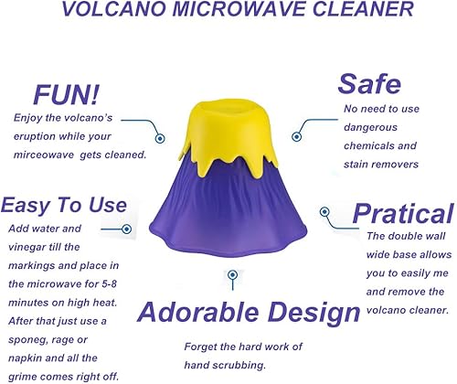 Miniatura 3 de ZOSTLAND Volcano - Limpiador de microondas - Limpiador a vapor para horno de microondas, vaporizador de alta temperatura fácilmente en minutos,