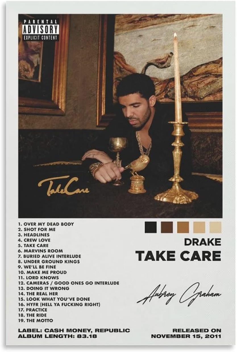 OFITIN Drake Poster Take Care Album Cover Art Print for Room Aesthetic Decorative Canvas Wall Art Living Room Bedroom 12x18 inch