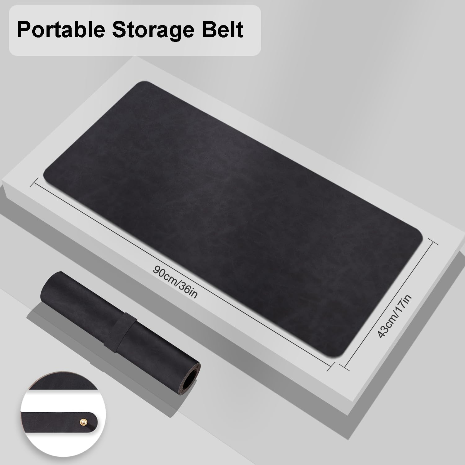 Distressed Leather Desk Mat - Non-Slip PU Leather Desk Pad Protector - Large Waterproof Mouse Pad Computer Keyboard Desk Mat Desk Accessories for Office & Home (Black, 36"x 17") - Image 4