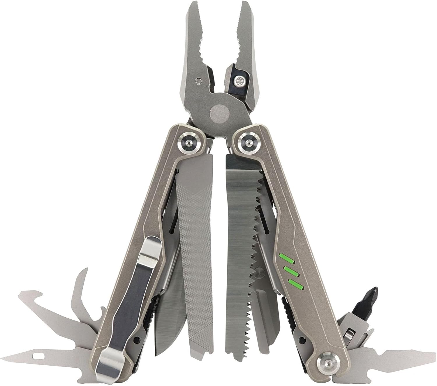 Triton™ Titanium Multi-Tool, Multi Tool Pliers with Wire Cutters, Stainless Steel Multitools with Saw, Scissors, Screwdriver, Folding Multitool for Camping, Hiking, Survival, Gift Idea (Plain)