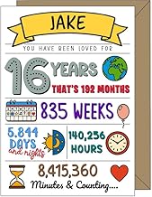 Personalised 16th Birthday Card – Cute Greeting Cards for Son, Daughter, Grandson, Granddaughter – Funny Custom Name Gift for Him or Her