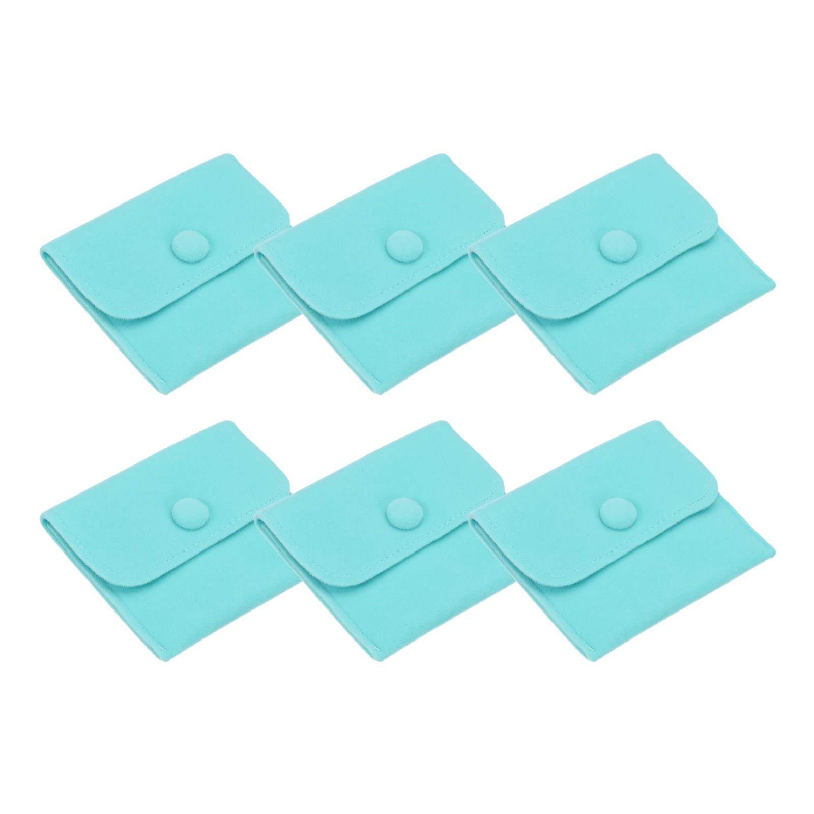 PATIKIL 2 Borsellini In Velluto Per Gioielli 7x7cm Grigio Chiaro - Custodia Morbida Con Bottone A Pressione Per Orecchini, Anelli, Collane - 3