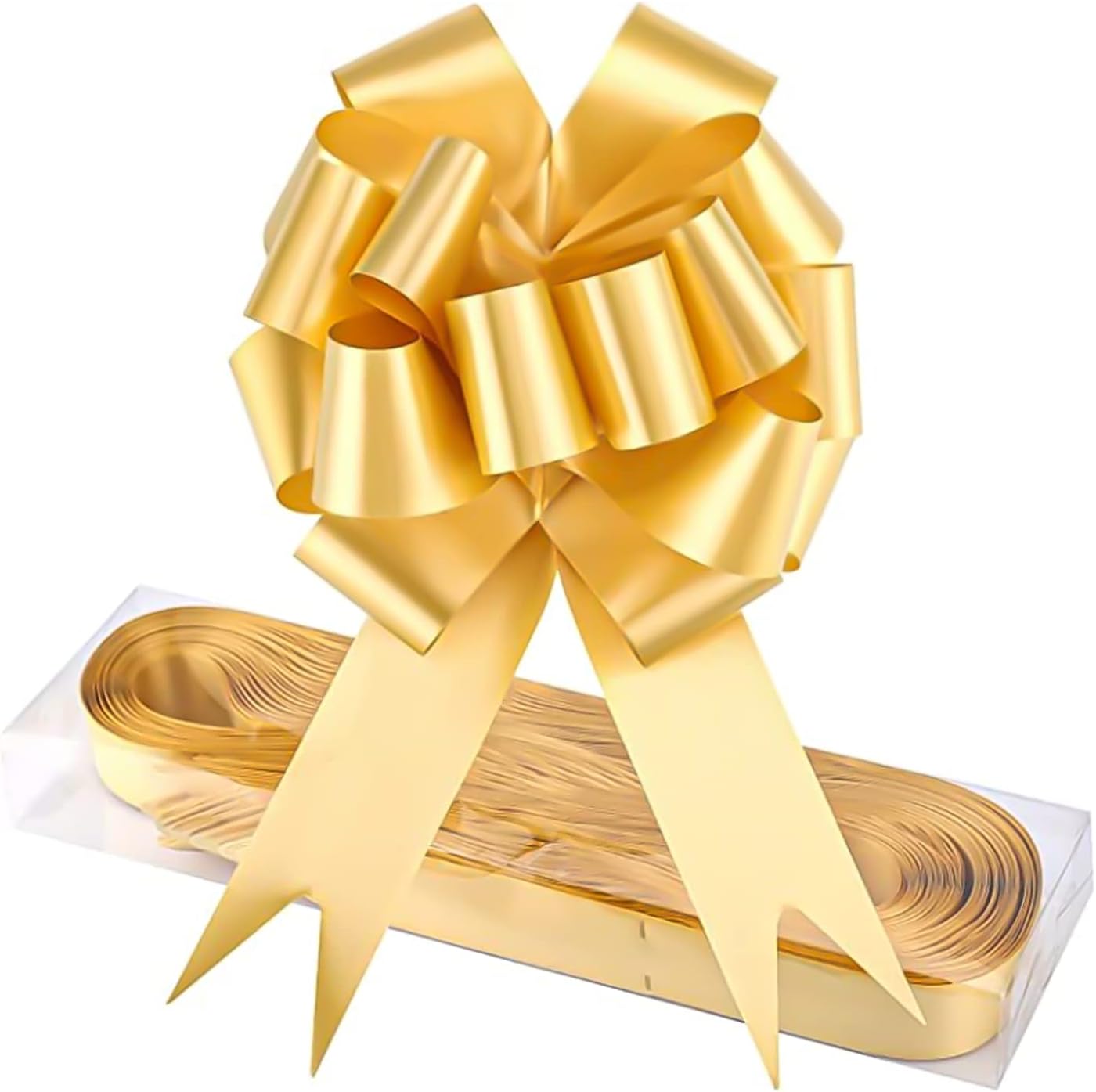 30 Pcs Large Ribbon Pull Bows,Gold Wide Florist Bows for Wedding Festivals Party Car Baskets Bouque