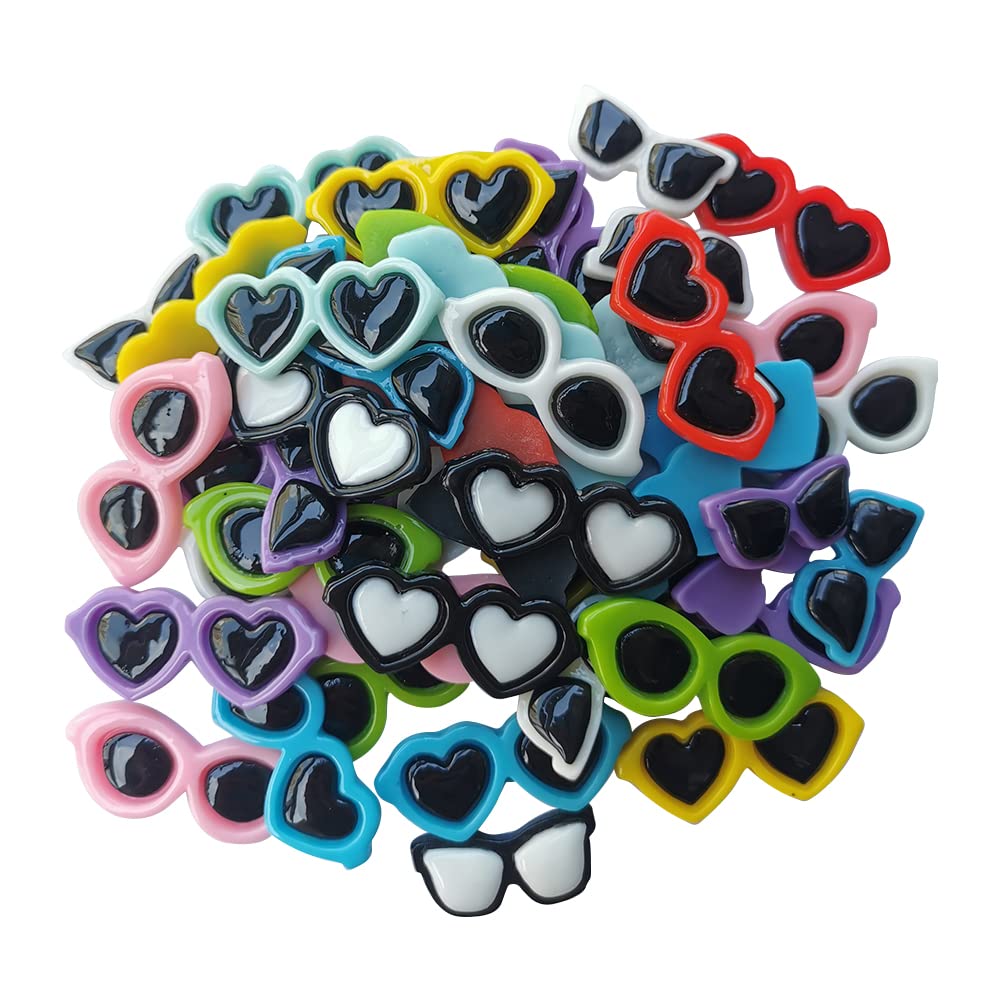 20 Mini Lunettes De Soleil En Résine Colorées – Accessoires DIY Pour Scrapbooking, Décorations Téléphone, Cheveux | Breloques Plates - 12