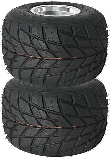Fuerduo 2pcs Rear 11x7.10x5 Rain Road Tires, 11x7.10-5 Go Kart Tires and Rims Aluminum Hubs for Racing Kart Quad Drifting Mini Bikes (42mm Offset Hubs, Tubeless Tire, 5-Inch, 3 Holes)