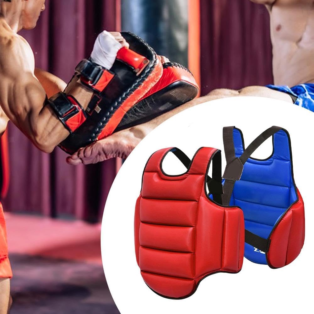 Boxing Body Protector Reversible,Kickboxing MMA Muay Thai Chest Guard, Adjustable Strike Protection Pad Martial Arts Upper Belly Ribs Protection Pad Abdominal Protector for Training