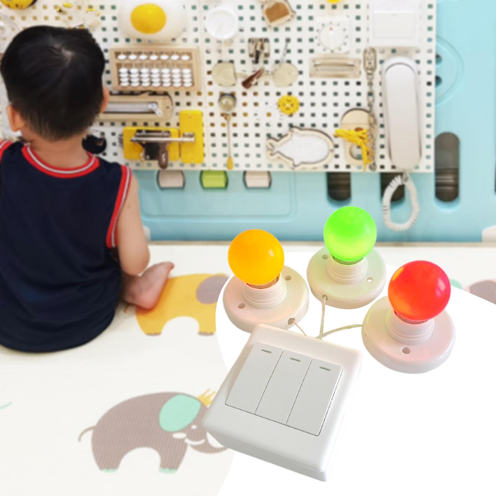 Tablero de Actividades con Piezas de Juguete Educativo Temprano, Tablero Sensorial con Piezas de Luz para Niños (para Viajes)