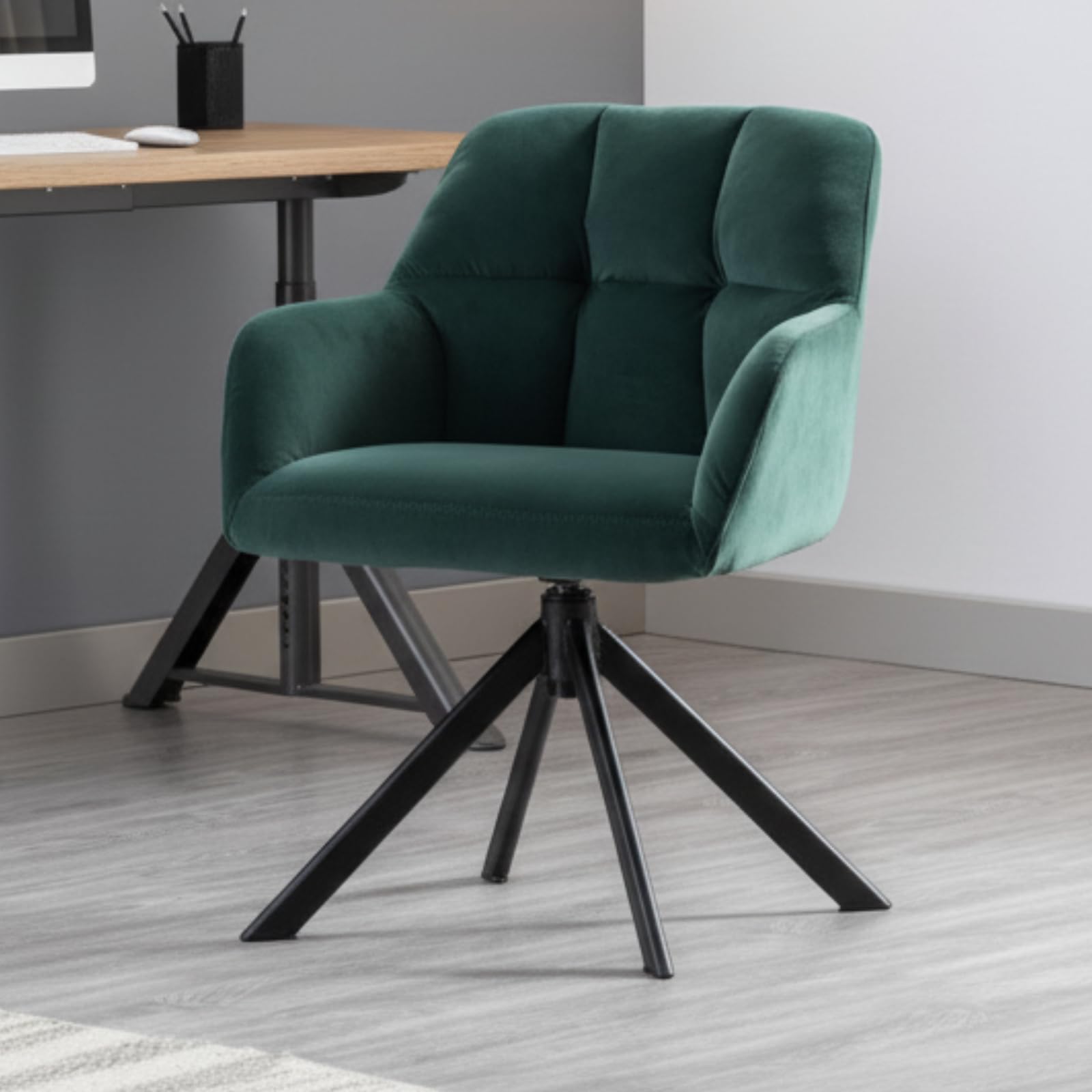 Ya-Home Office Chair Modern Desk Accent Chair with Metal Legs, Green
