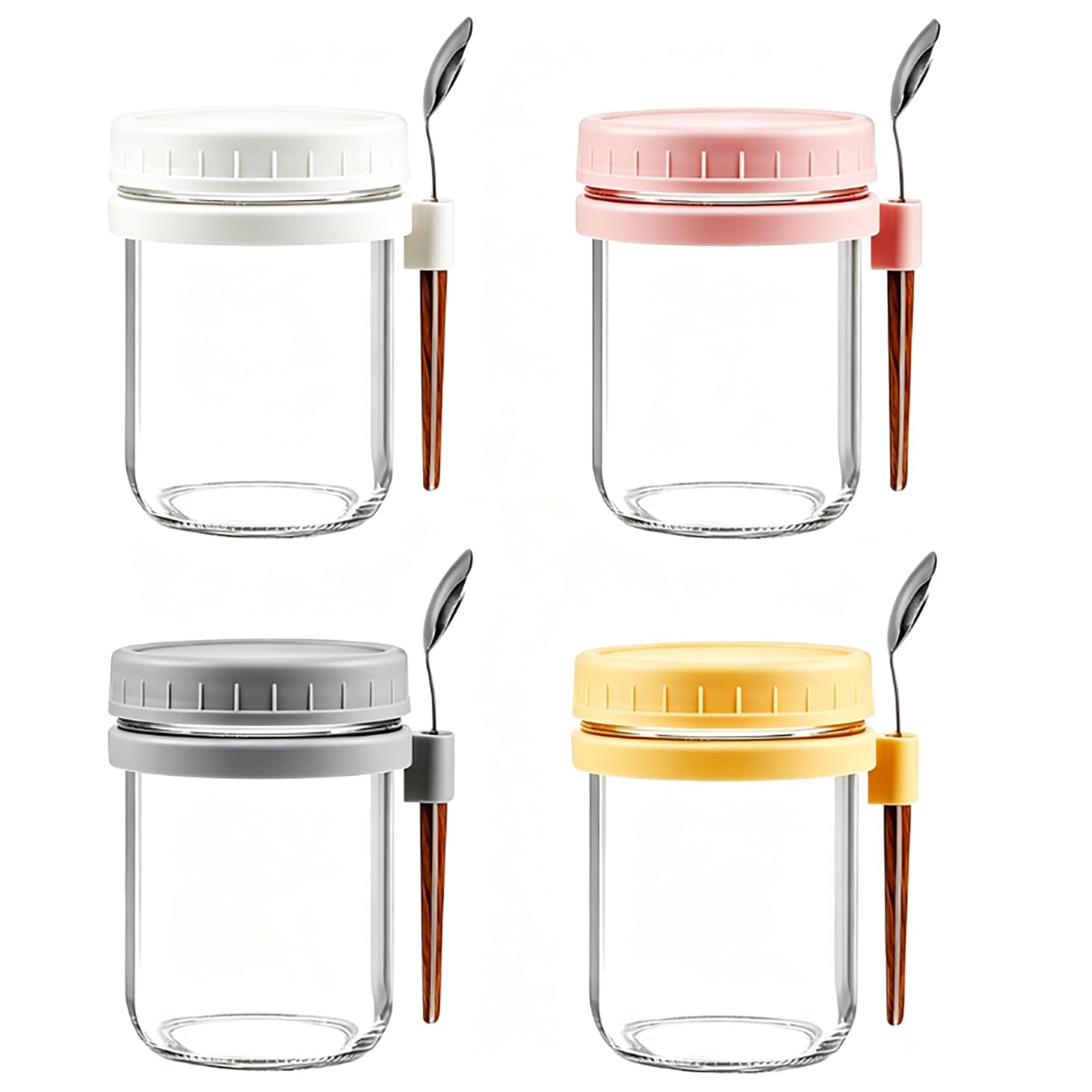 Botes de vidrio para overnight oats con cucharas incluidos para organizar tus desayunos en casa