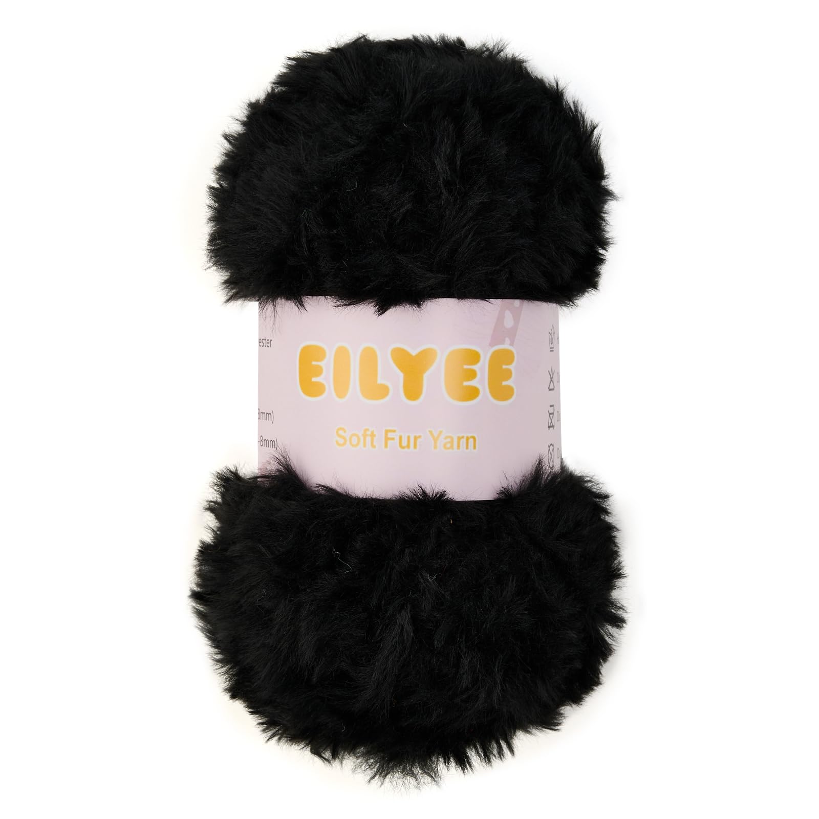Soft Fur Yarn - Extra Fluffy Chunky Faux Eyelash Yarn for Crochet &amp; Knitting, Black, 50 g/1.76 oz,1 Pack