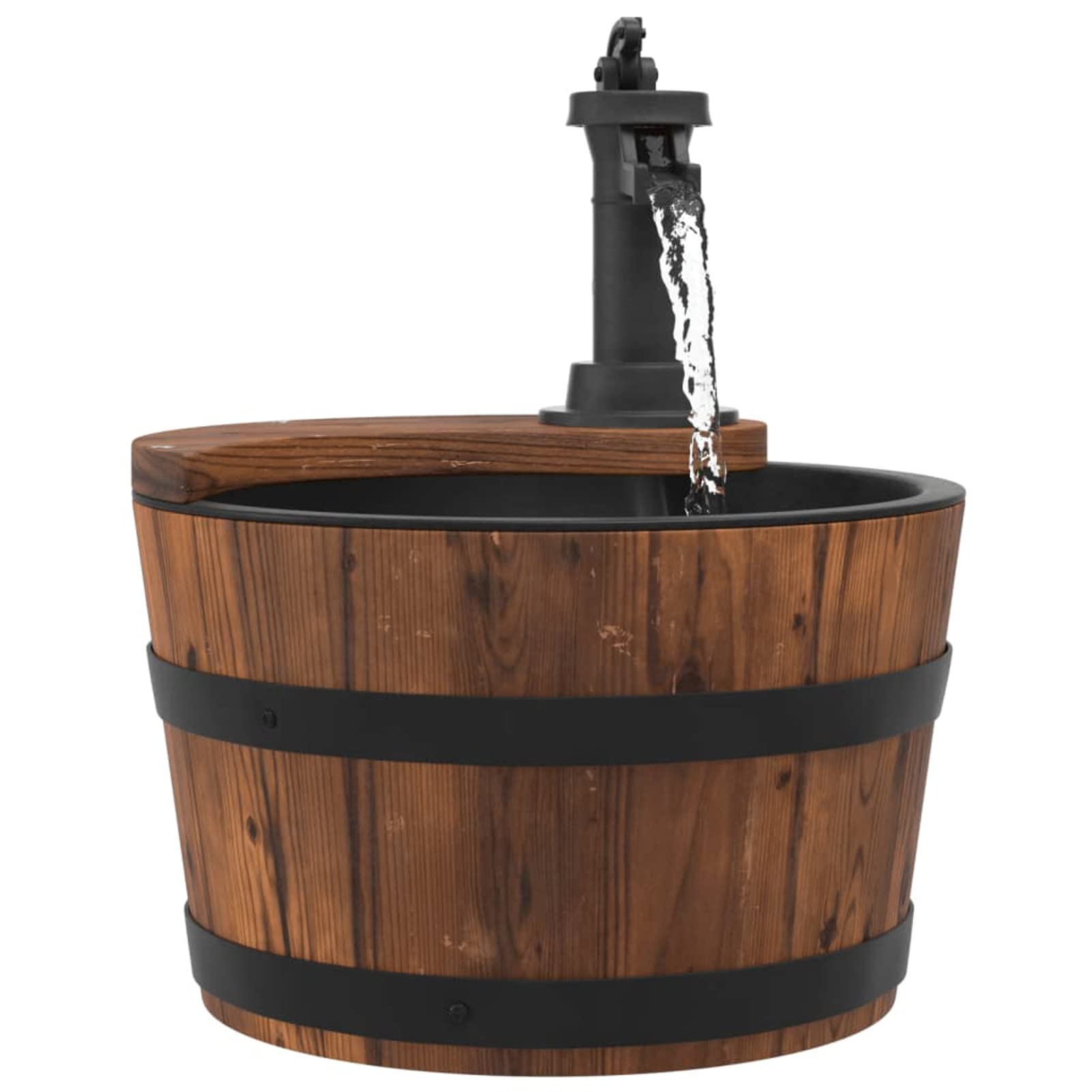Gecheer Gartenbrunnen mit Pumpe, Brunnen, Wasserbrunnen für Gartendekoration, Wasserfontäne Zierbrunnen, 28x28x34,5 cm Massivholz Tanne