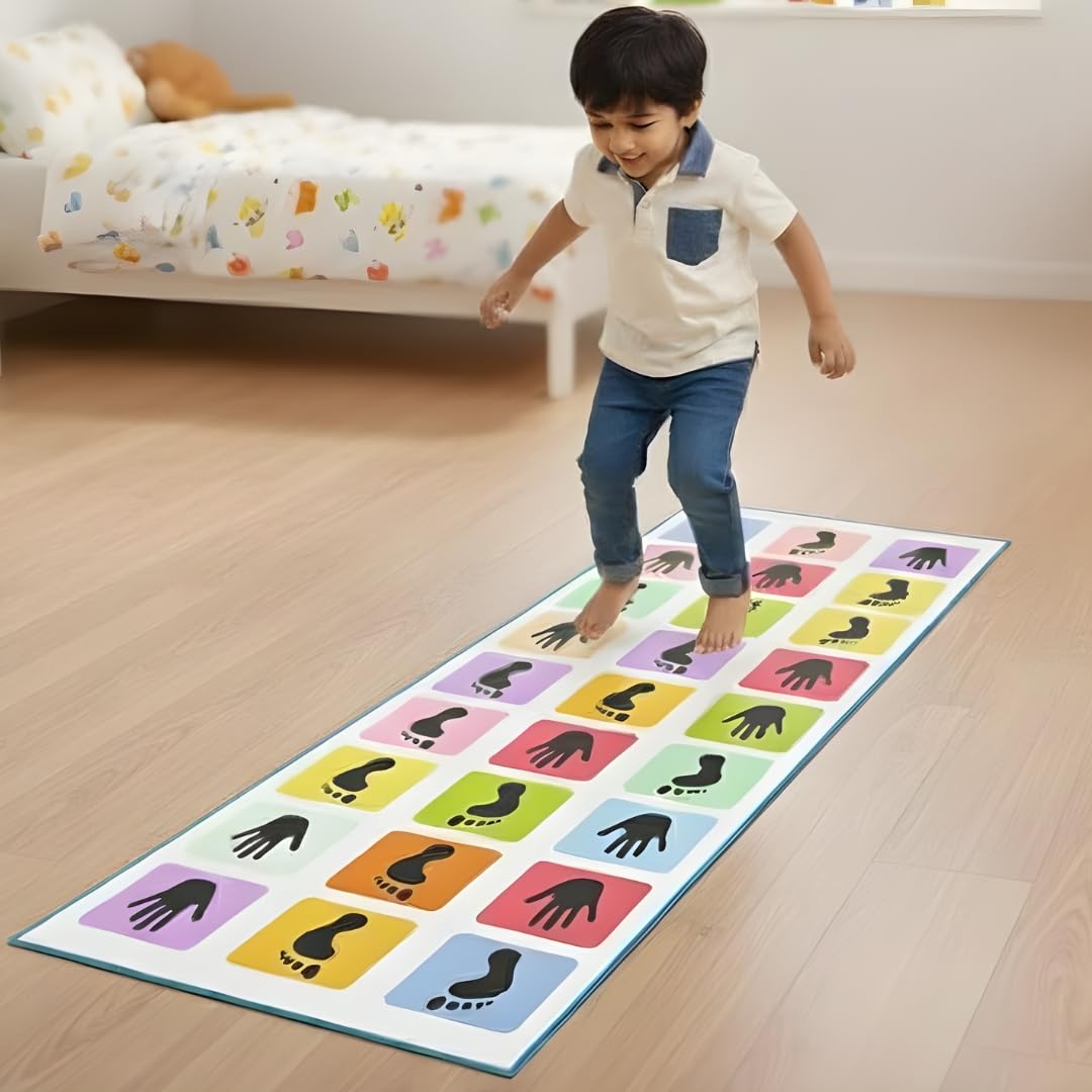 Kids Mandi Hopscotch Game | Jumbo Kids Play Mat (40" x 108") | Kith-Kith, Stapu, Langdi, Ekka Dukka, Paandi, Kunte Bille | Unique Balancing Game | Large Size for 3 Years and up