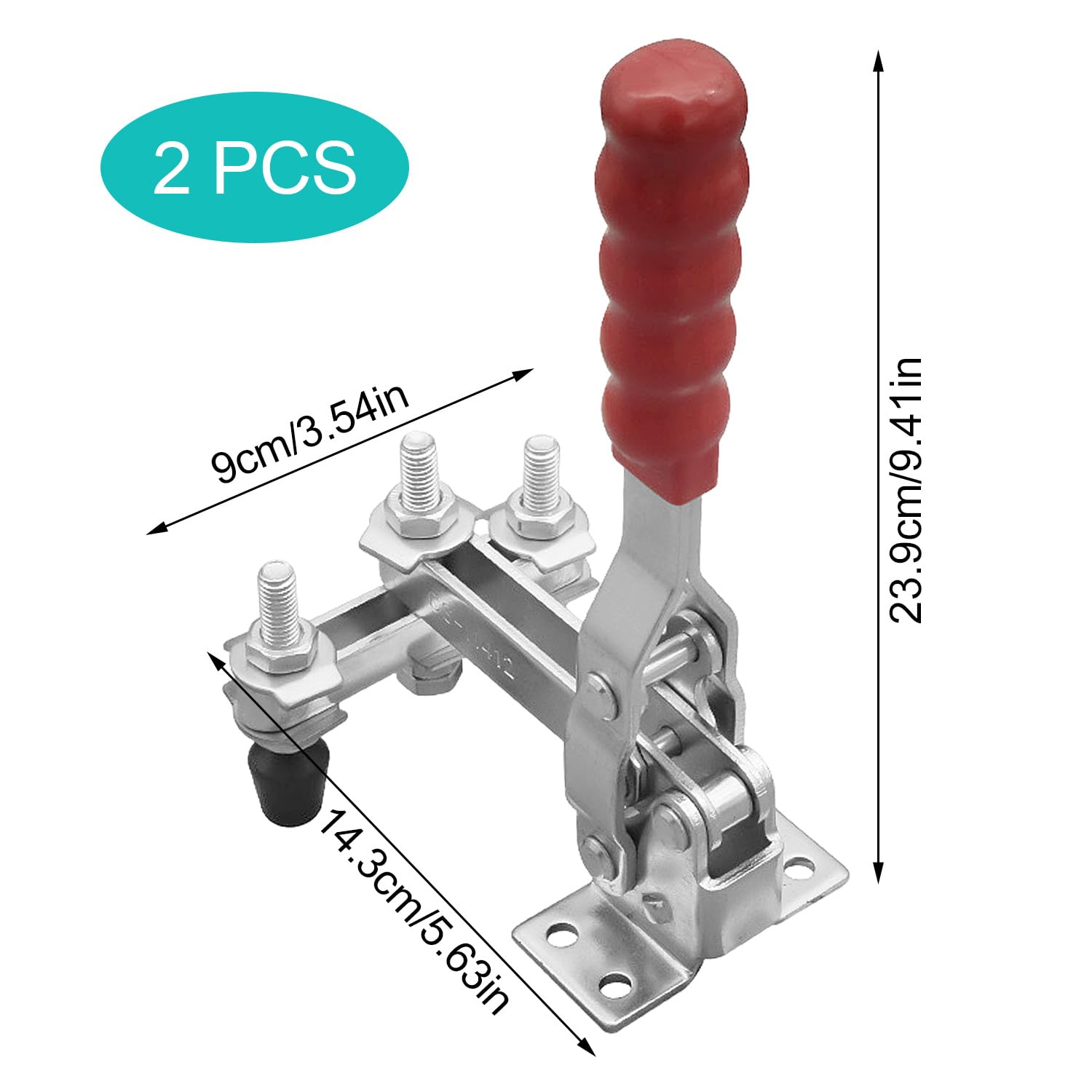 2 Pièces de Serrage Rapide Vertical Double Face, Force de Serrage 227 kg, Force de Serrage Stable, Fixation Précise par Pression pour Le Bois, Le Métal et La Construction de Meubles (Argent)