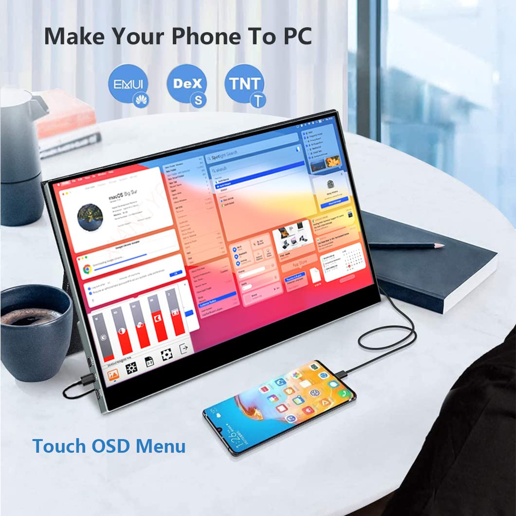 Moniteur Portable 4k, 14 Pouce Moniteur Portable USB C Moniteur de Jeu avec USB C/HDMI/Mini DP Compatible avec Console de Jeu/PC/Surface (1080P 300Hz Touch, 17.3 Pouces IPS)
