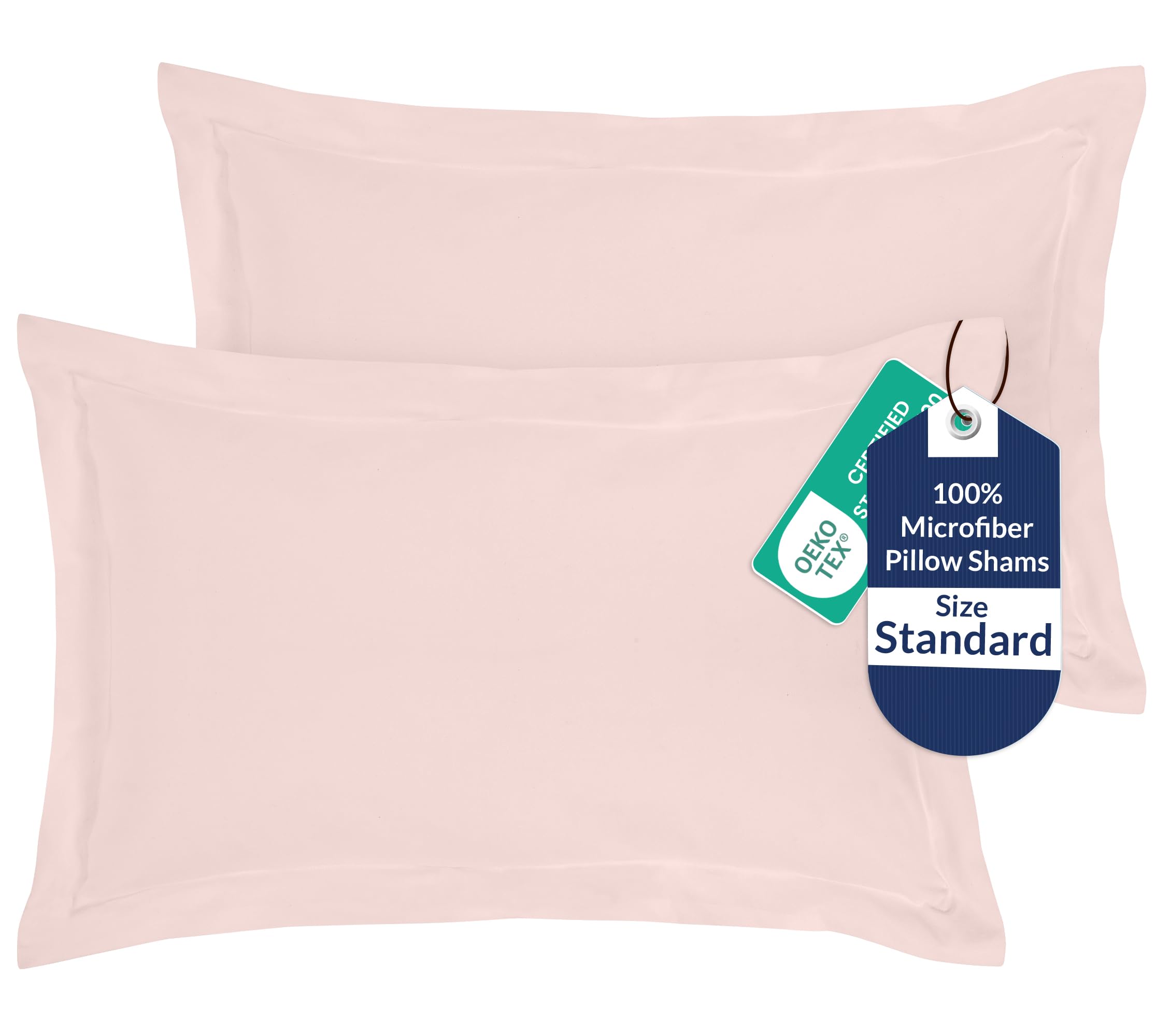 Royale Linens Microfiber Standard Size Pillow Shams Set of 2 - Pink Shams