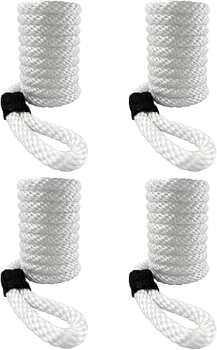Miniatura 3 de ISURE MARINE 4 piezas de cuerda de parachoques de barco de nailon trenzado doble de 6.5 x 38 pulgadas, líneas de guardabarros de barco, flotadores