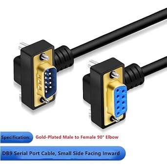DB9 Male to Female 9 Pin Down Right Angle Gold Plated RS232 Serial COM Port Cable 2Meter(6.56FT)