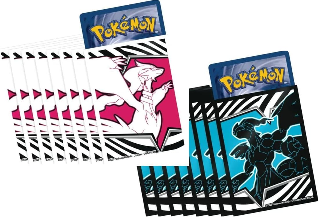 Official Pokemon TCG Sleeves - Black Bolt & White Flare ETB Exclusive! (Reshiram/Zekrom Design) [Styles May Vary!] 65 Count - Card Protectors - Tournament Legal