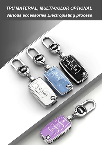 Miniatura 5 de ontto Funda para llave de coche para Volkswagen Jetta Beetle, Tiguan Passat Golf MK6 Polo Gris Azul