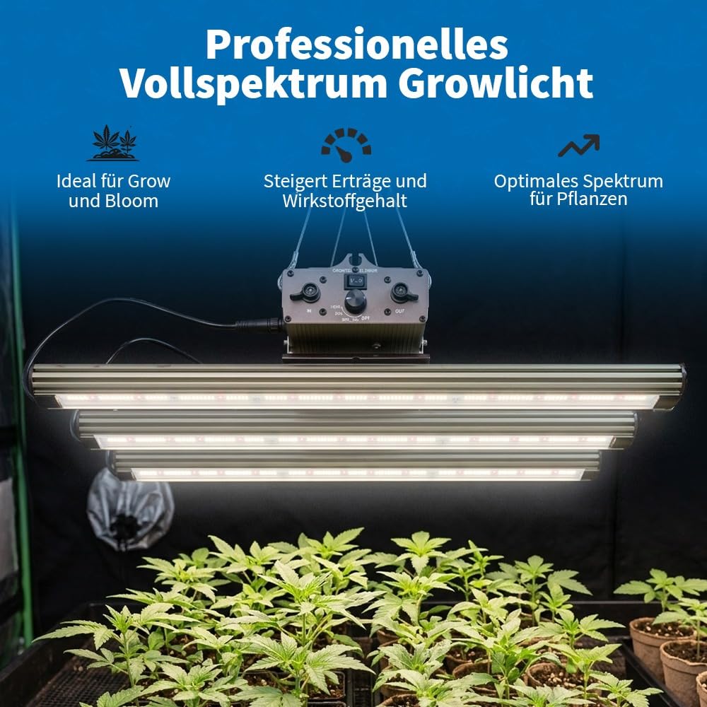 Greenception GCx-9 PWR 360W LED Grow Light Vollspektrum mit UV & IR, dimmbare Pflanzenlampe hohe Effizienz für Zimmerpflanzen, Gemüse & Blüte