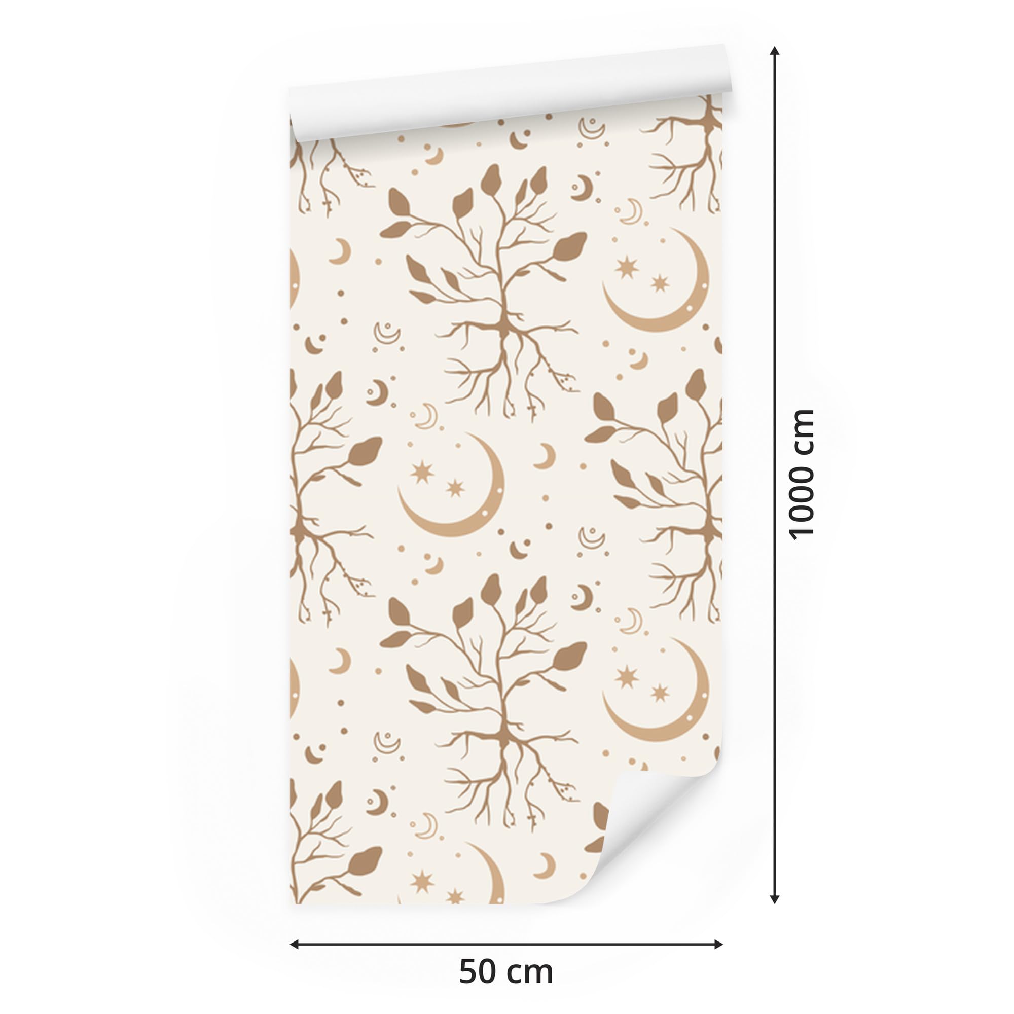 Vliestapete Boho-Muster – Weiß und Creme 50 x 1000 cm