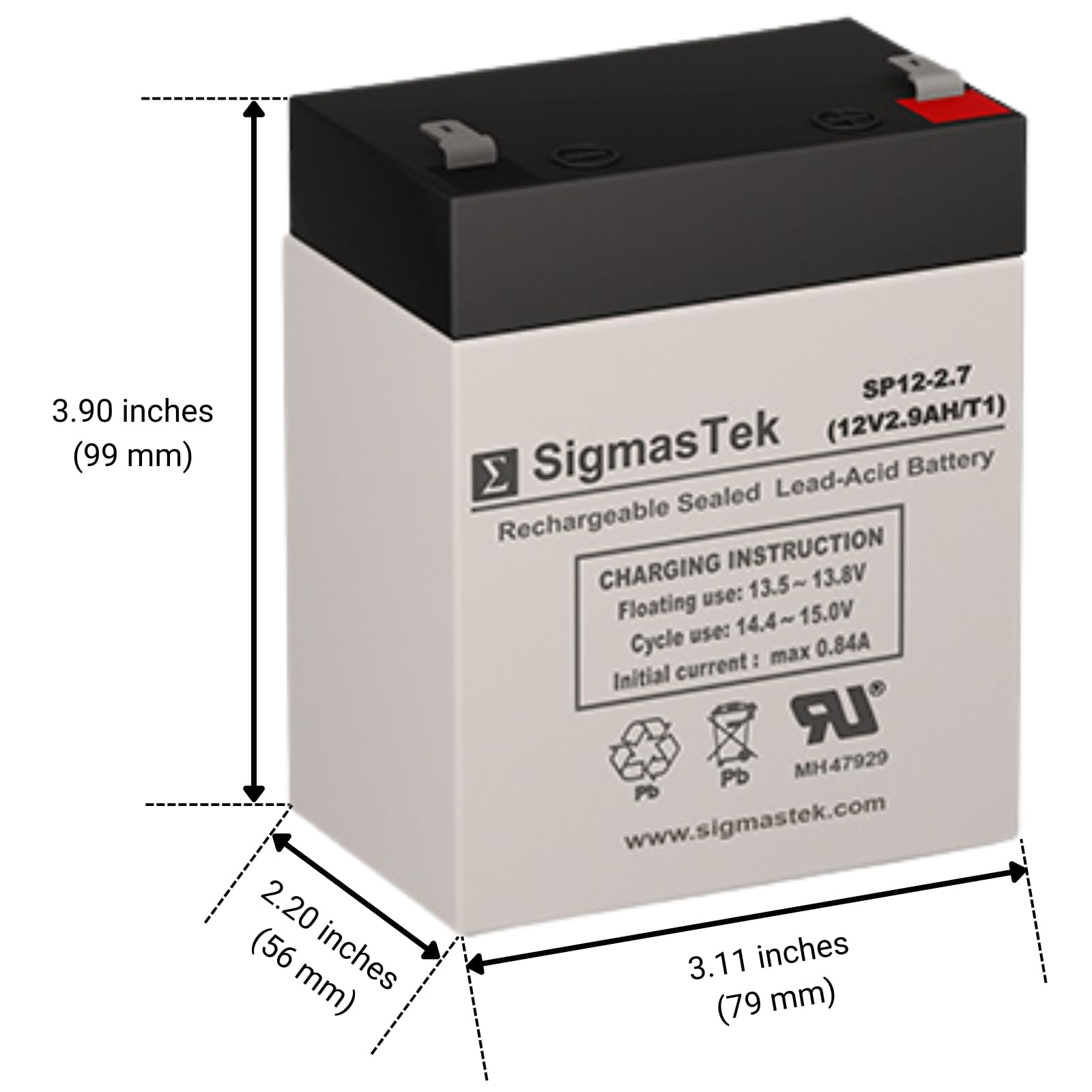Amazon.com: SigmasTek LP12-2.9 Compatible SLA Battery, 12V 2.9Ah