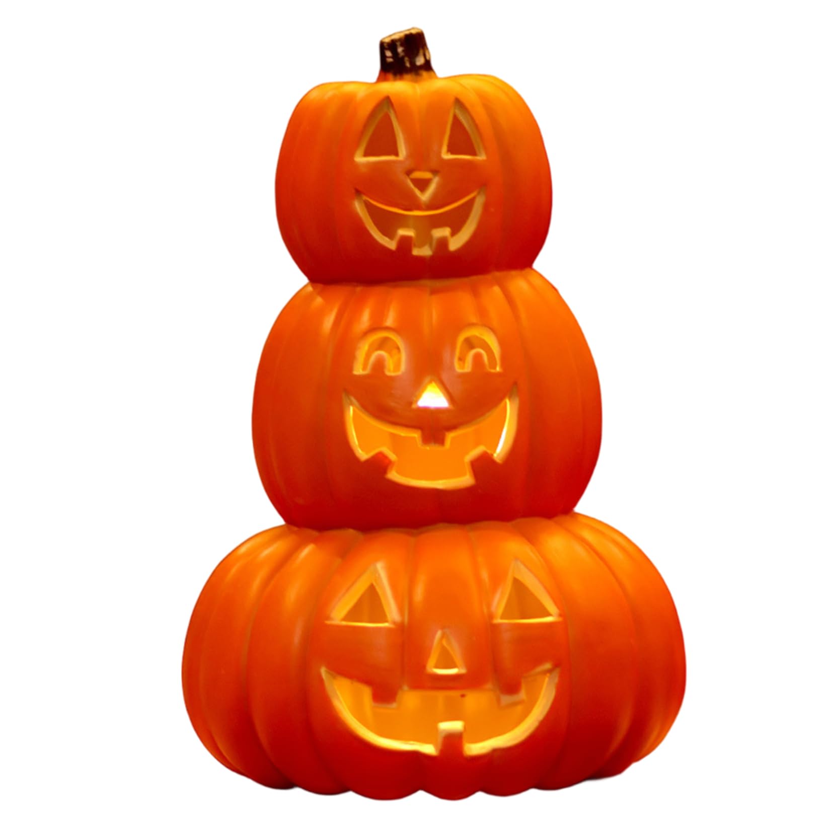 Hbbgdiy Halloween Pumpkins 14.2x8.3 Inch Plastic Light Up Pumpkin Lantern Battery Operated Outdoor Halloween Decorations for Garden Yard Porch and Haunted House