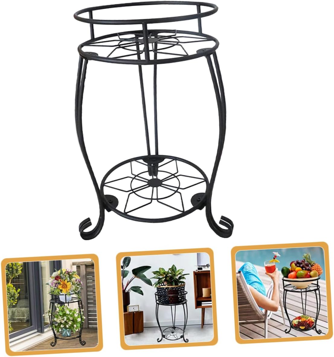 Double Tier Plant Stand Metal Potted Holder Rack for Use Heavy Duty Flower Display Stand for Balcony Patio Room and Garden