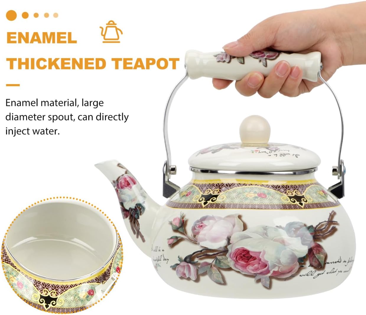 Stove Top Enamel Tea Kettle: Vintage Floral Whistling Tea Pot Farmhouse Water Boiling Pot Household Stove Top Whistling Tea Kettle 2. 5L