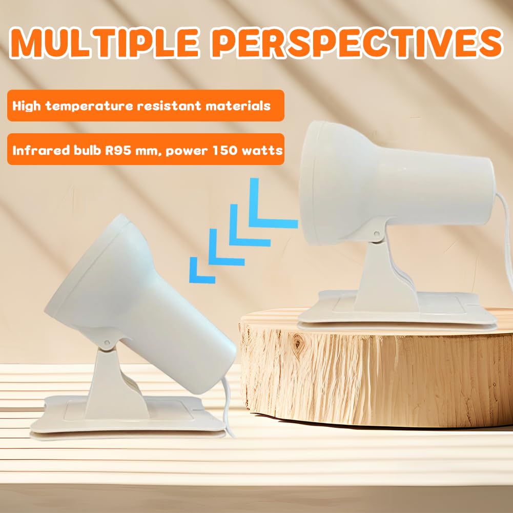 Lámpara infrarroja de 150 W, lámpara de calor roja con temporizador y temperatura ajustable, terapia de lámpara de luz roja para cara y cuerpo, calor profundo contra la fatiga muscular, ángulo