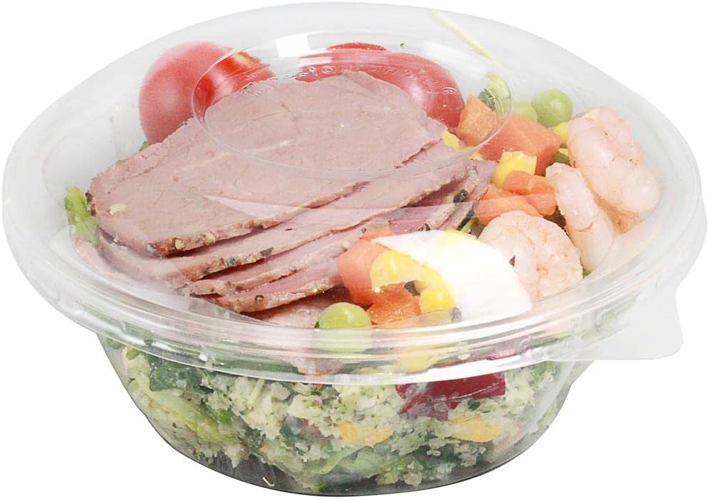 Thermo Tek Clear Plastic Ergo-Grip Bowl Lid - Fits 24/32 / 48 oz - 50 count box