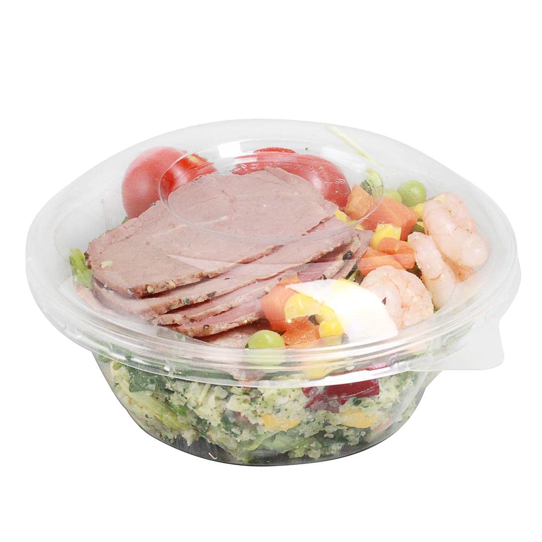 Thermo Tek Clear Plastic Ergo-Grip Bowl Lid - Fits 24/32 / 48 oz - 50 count box
