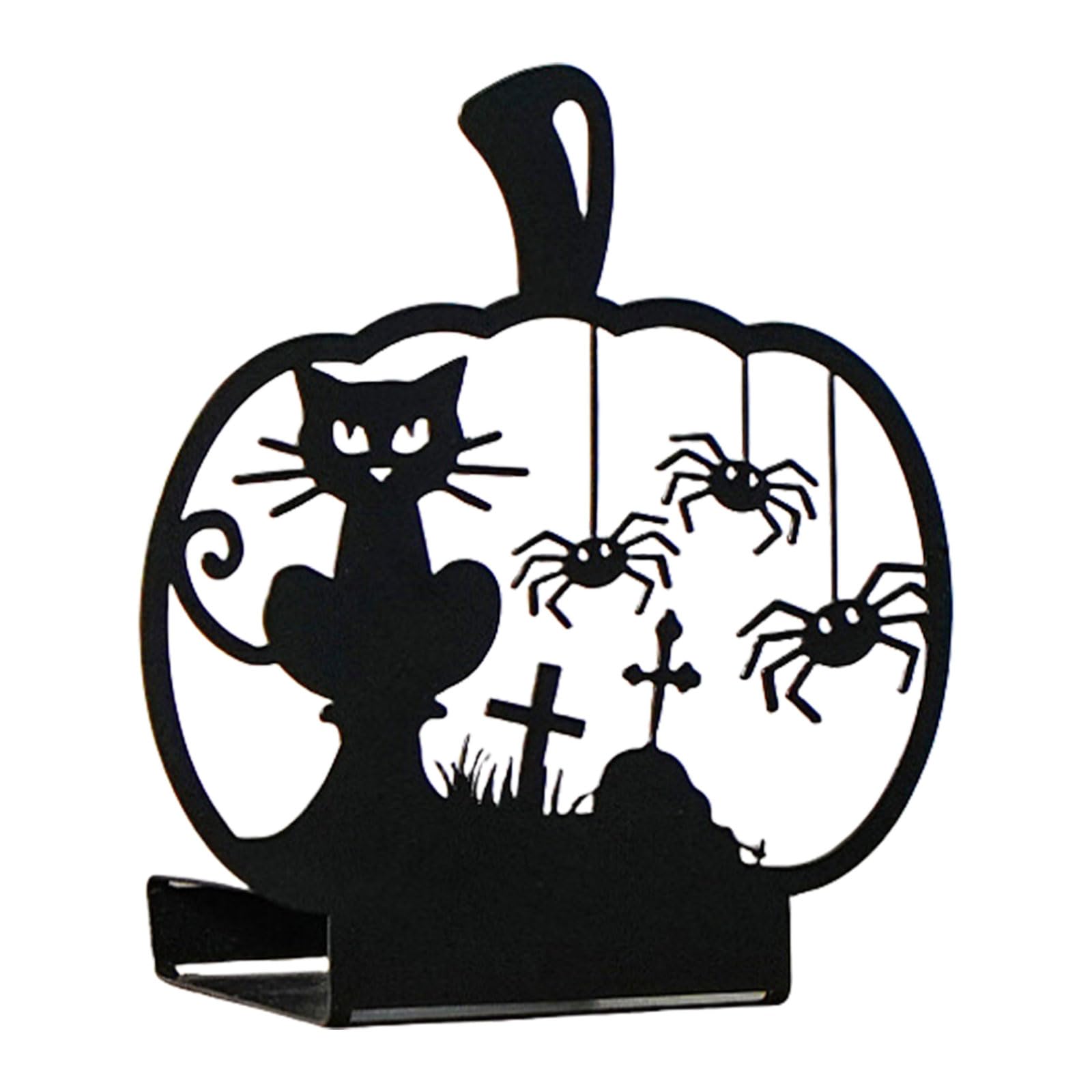 Msioytog B Horror Hollowed Ghostly At Cats Iron Holders For Halloween Metal Tealight Stand Candlestick Table Decors Centerpieces Candlestick