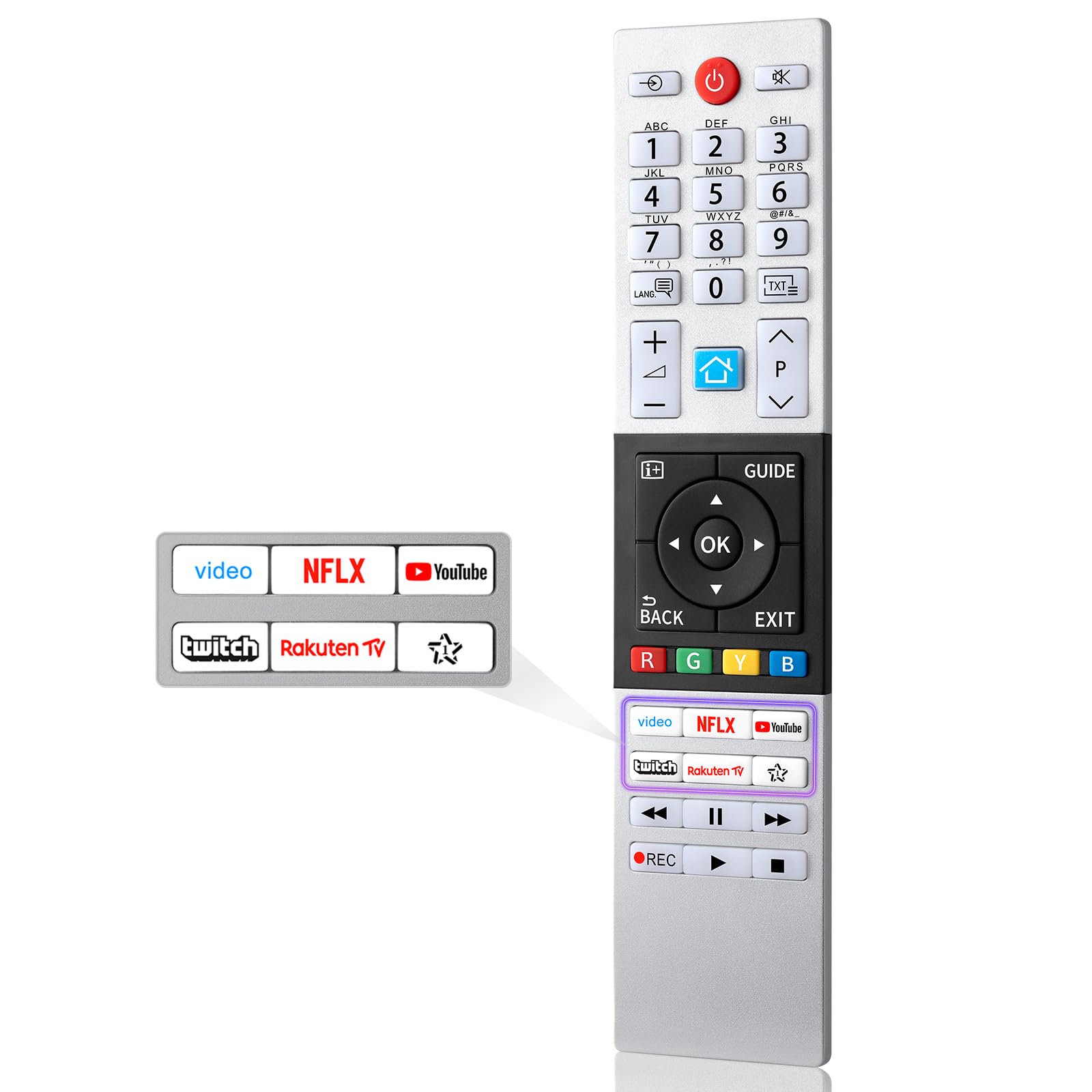 für Toshiba Fernbedienung T‑8561, Universell für Toshiba Smart‑TVs | Vollständig Kompatibel Mit Toshiba Smart‑TVs | Keine Einrichtung Nötig, Sofort Nutzbar | Identische 1:1‑Tastenanordnung