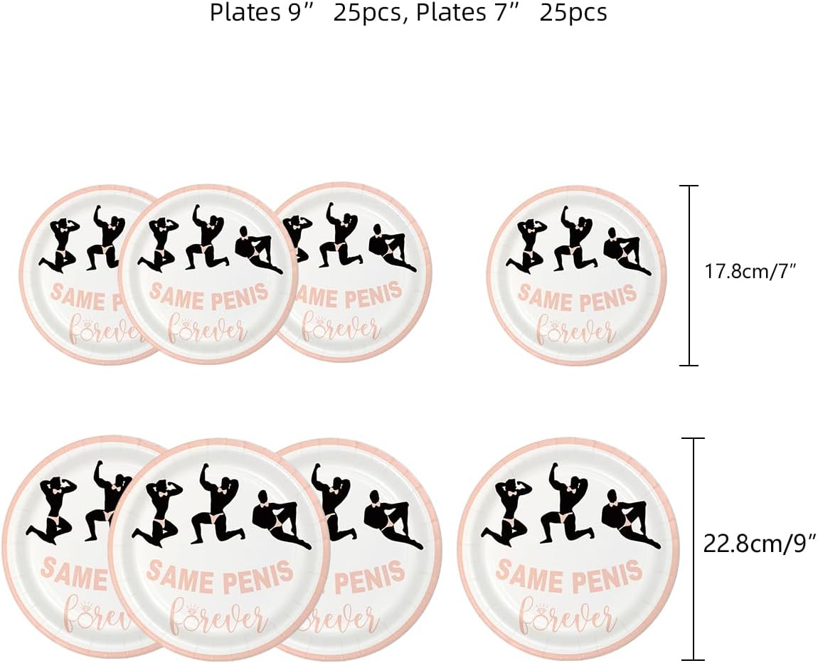 Bachelorette Party Plates & Decorations - Naughty Plates, Cups & Favors Sets, Male Dancer Plates, Bridal Shower Supplies, Hen Party Sign