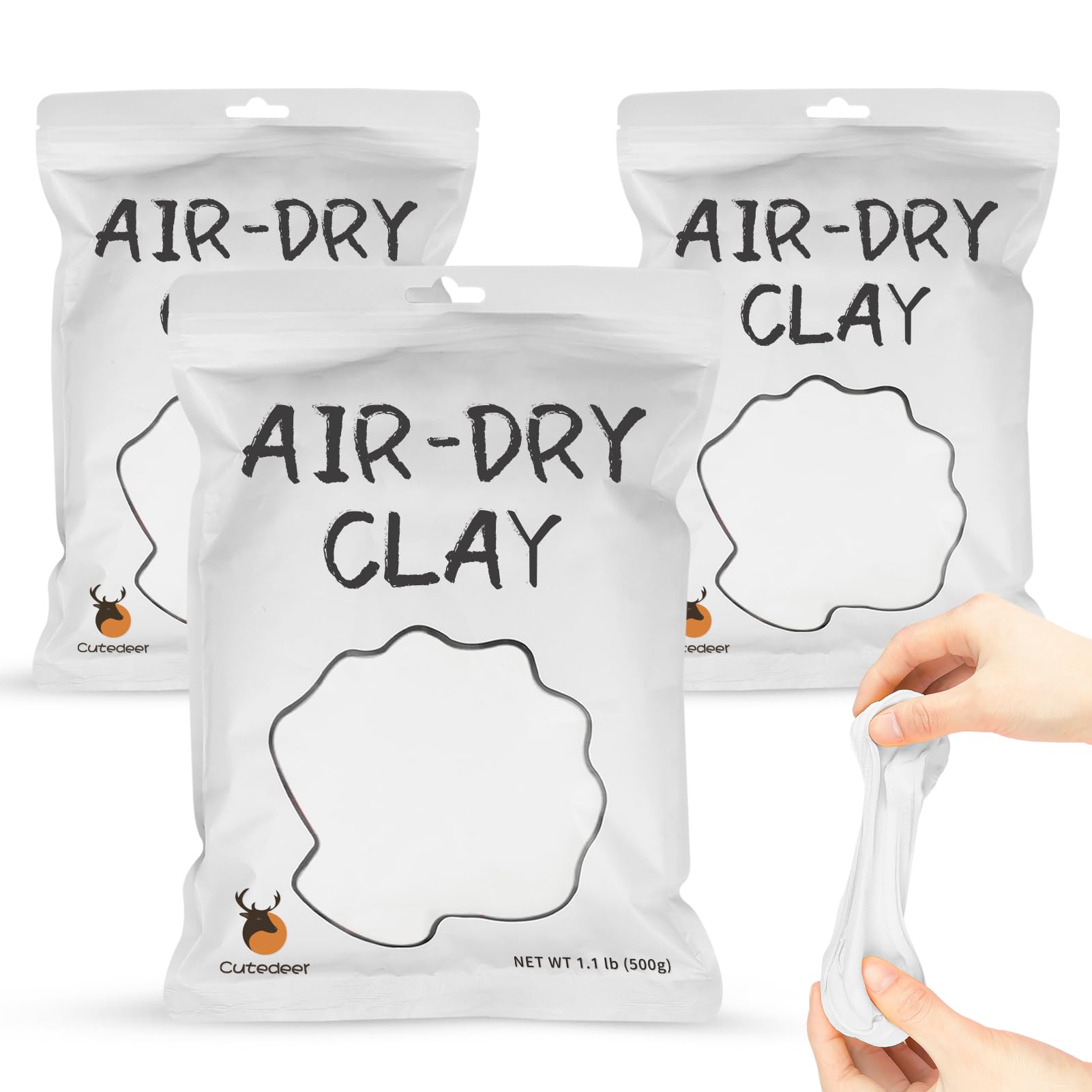 Cutedeer Air Dry Clay - White, 3.3lb Soft Foam Modeling Magic Clay, Ultra Light Clay DIY Creative Molding Clay for Preschool Education Arts & Crafts(3.3lb - 3 Pack, White)