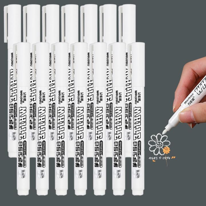 Acrylstiften wit, 5 stuks lakstiften, wit, waterdicht en